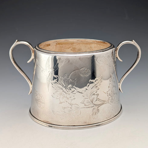 Antique British silver plate tea set, 3 piece set, GRAINGER & CAMPBELL